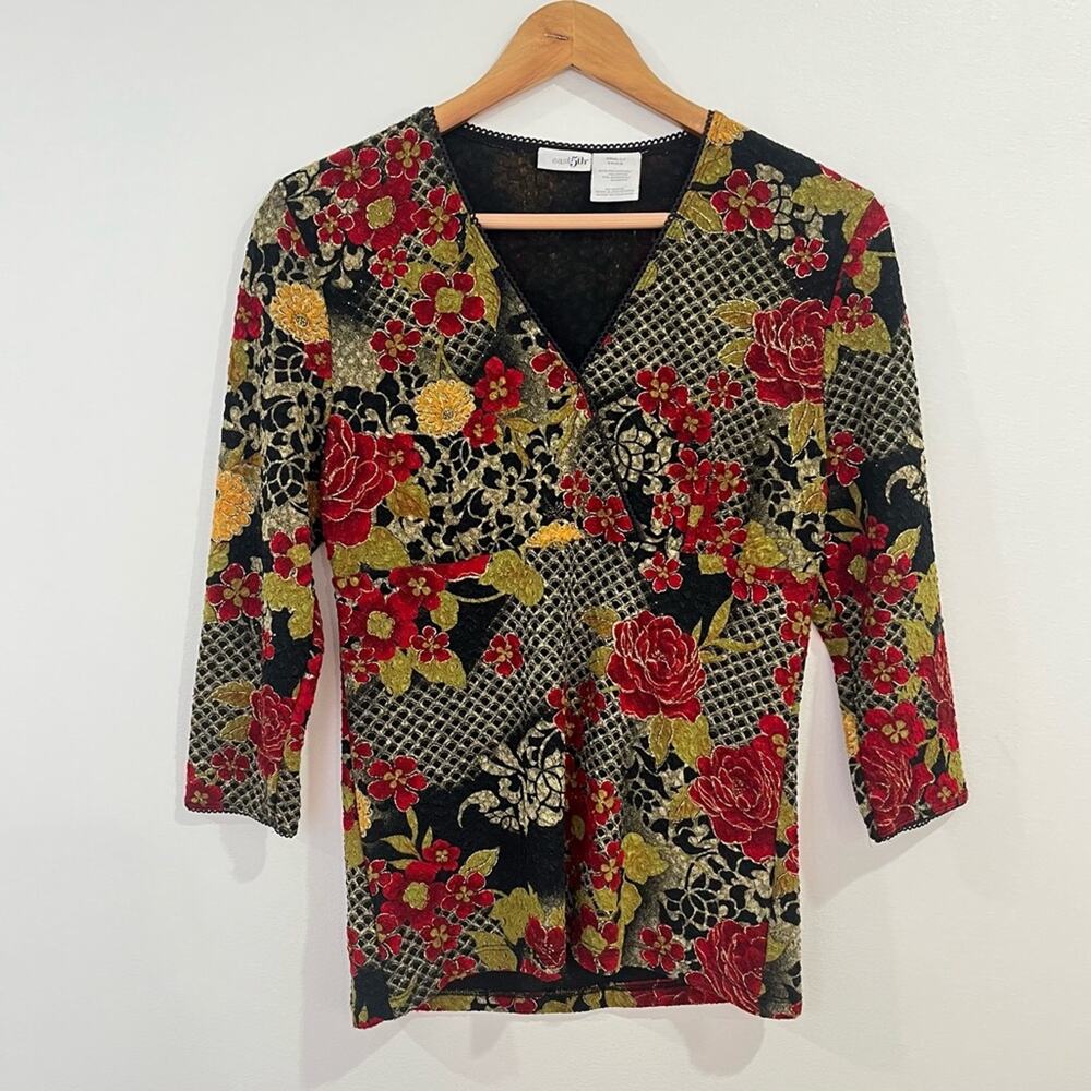 Vintage East 5th‎ Womens Floral y2k Babydoll Blouse Small